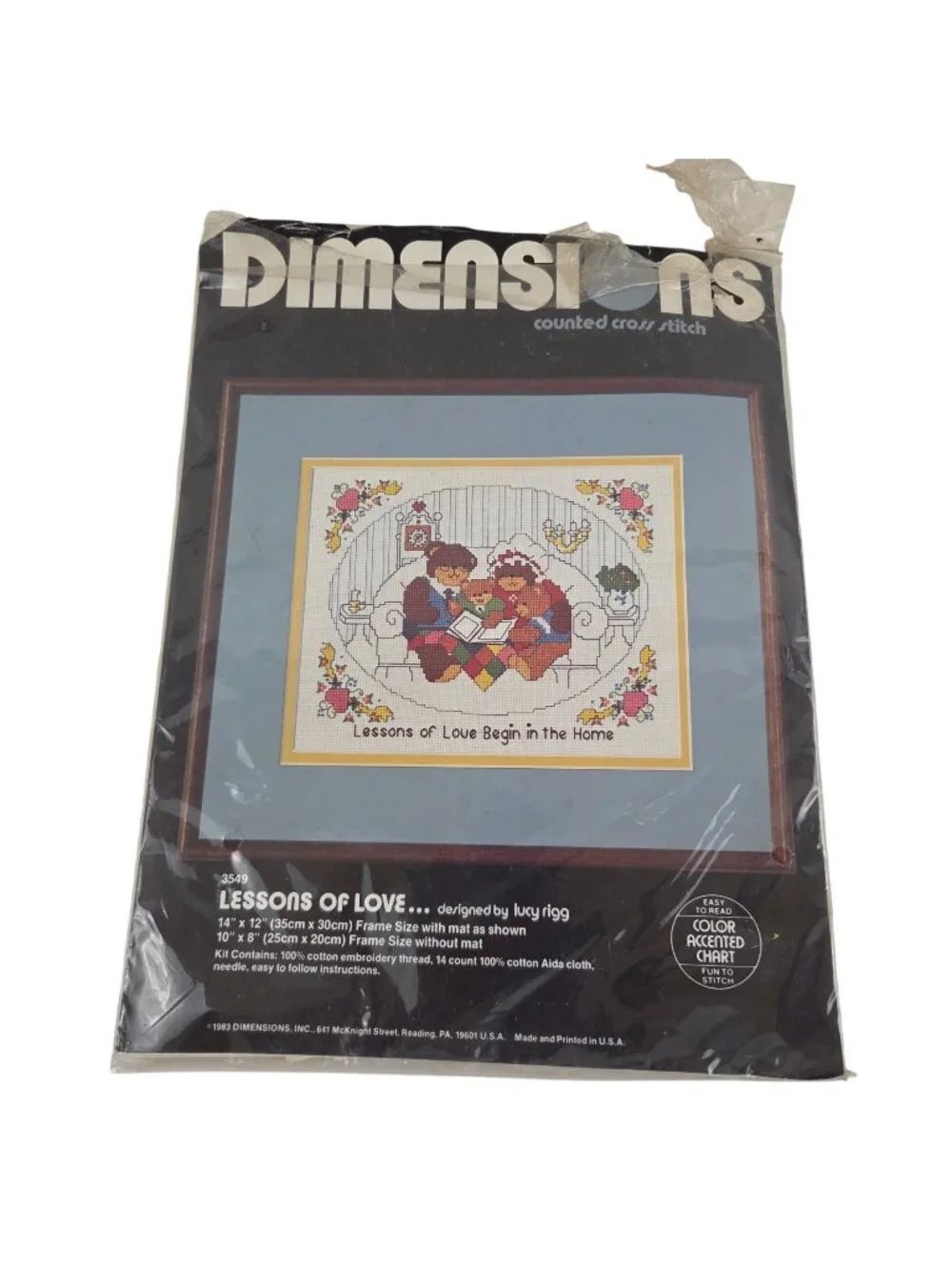 Dimensions Cross Stitch Kit 3549 Lesson Of Love Bears 1983 Lucy Rigg Unused but